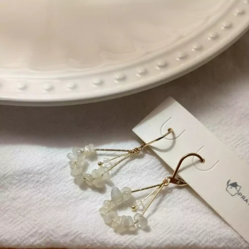 白月光水滴·耳環*.｡☂ 珍珠天然石系列 | 鈦鋼