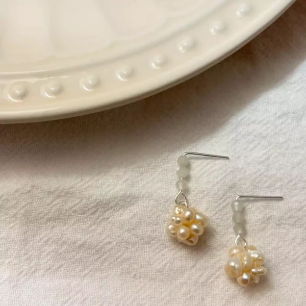 月光珍珠爆米花·耳環*.｡☂ 珍珠天然石系列 | S925純銀