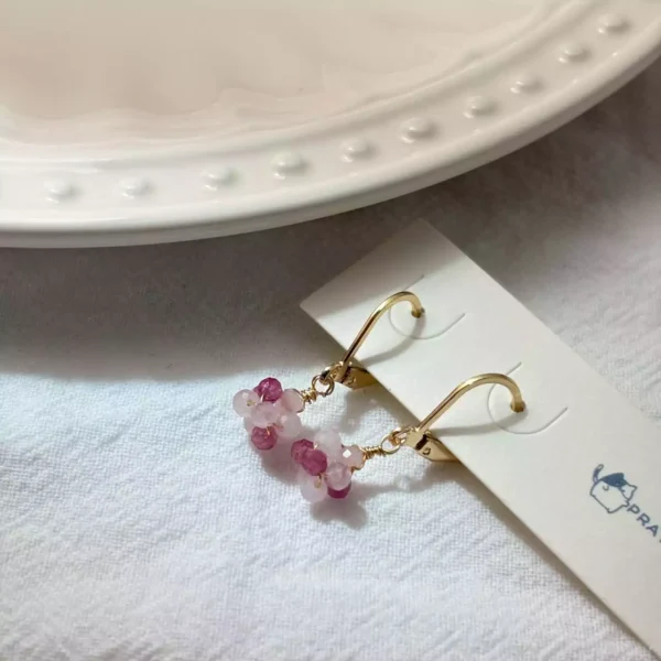 水晶繡球·耳環*.｡☂ 珍珠天然石系列 | 鈦鋼