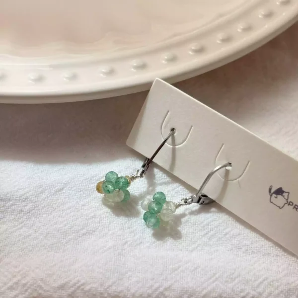 水晶繡球·耳環*.｡☂ 珍珠天然石系列 | 鈦鋼