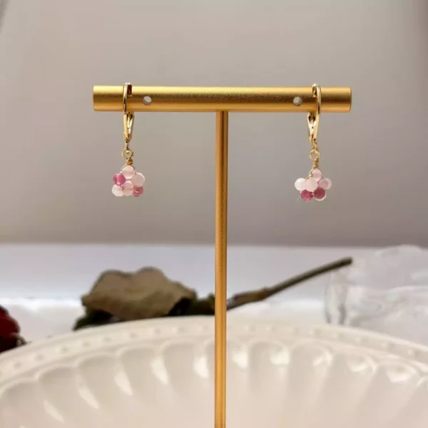 水晶繡球·耳環*.｡☂ 珍珠天然石系列 | 鈦鋼