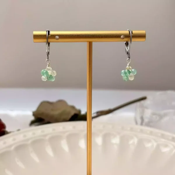 水晶繡球·耳環*.｡☂ 珍珠天然石系列 | 鈦鋼