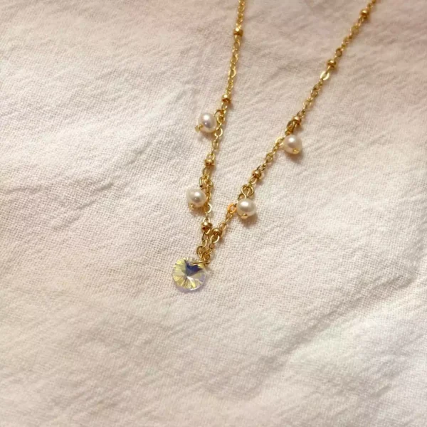 極光珍珠·項鍊*.｡☂ 珍珠天然石系列 | 黃銅