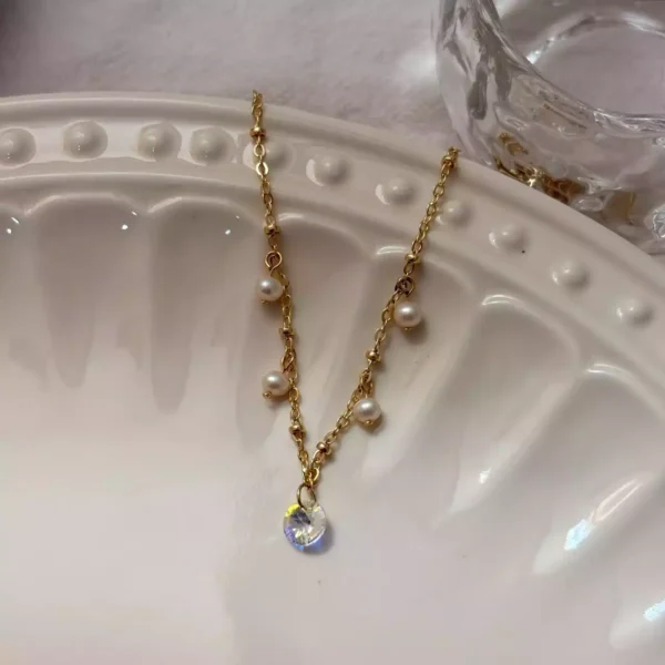 極光珍珠·項鍊*.｡☂ 珍珠天然石系列 | 黃銅