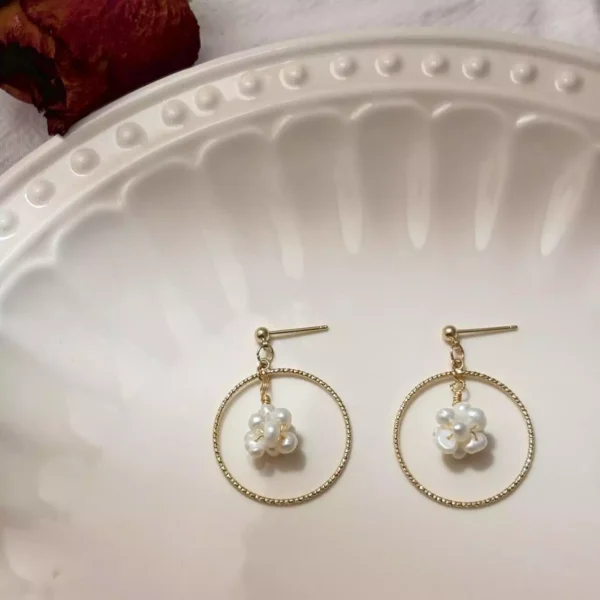 圈粉珍珠爆米花·耳環*.｡☂ 珍珠天然石系列 | S925純銀