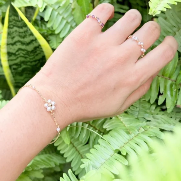 珍珠小花·手鍊*.｡☂ 珍珠天然石系列 | 美國注金