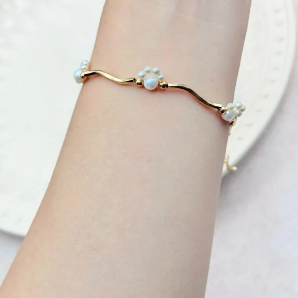 貓掌·手鍊*.｡☂ 珍珠天然石系列 | 黃銅