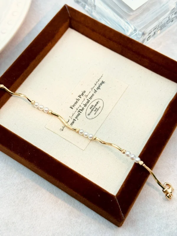 月光小徑·手鍊*.｡☂ 珍珠天然石系列 | 黃銅