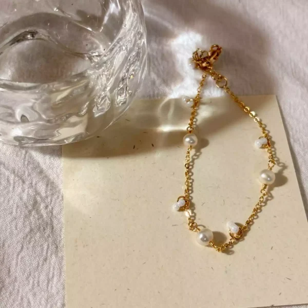 奶油米珠珍珠·手鍊*.｡☂ 珍珠天然石系列 | 美國注金