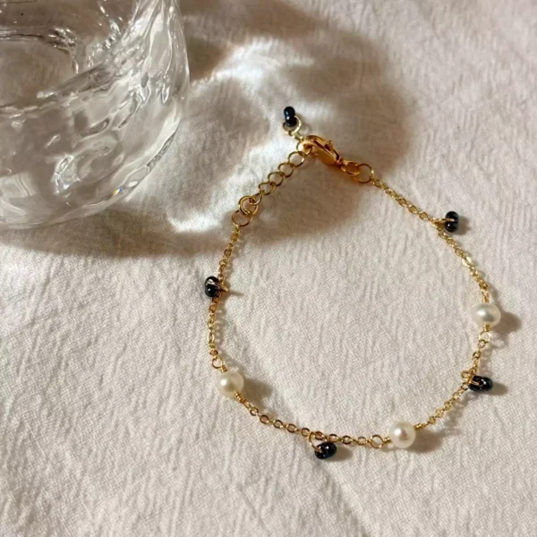 奶油米珠珍珠·手鍊*.｡☂ 珍珠天然石系列 | 美國注金