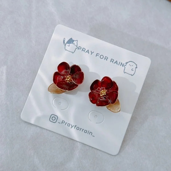 山茶花開·耳環 *.｡ ☂ | 鈦鋼