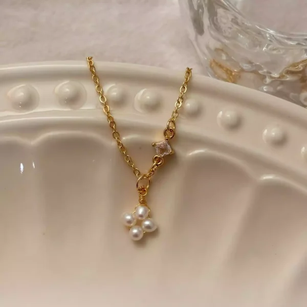 幸運珍珠鋯石·項鍊*.｡☂ 珍珠天然石系列 | 美國注金