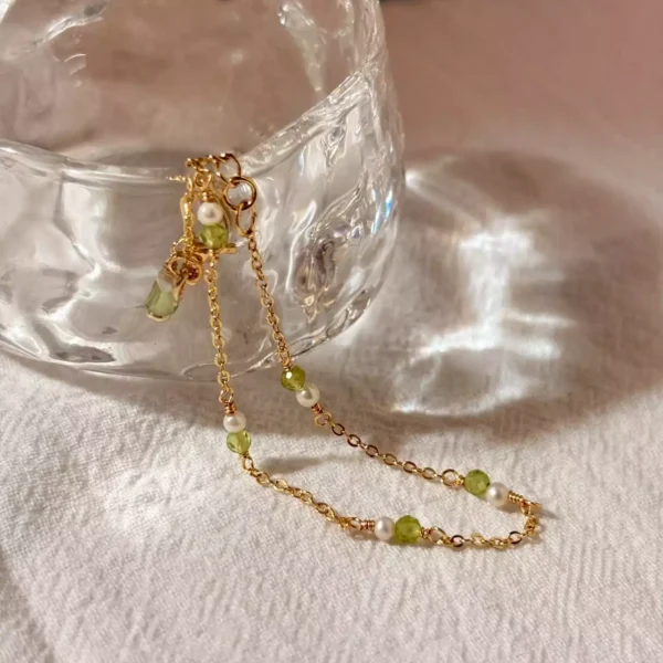 橄欖石珍珠·手鍊*.｡☂ 珍珠天然石系列 | 美國注金