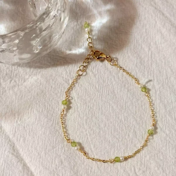 橄欖石珍珠·手鍊*.｡☂ 珍珠天然石系列 | 美國注金