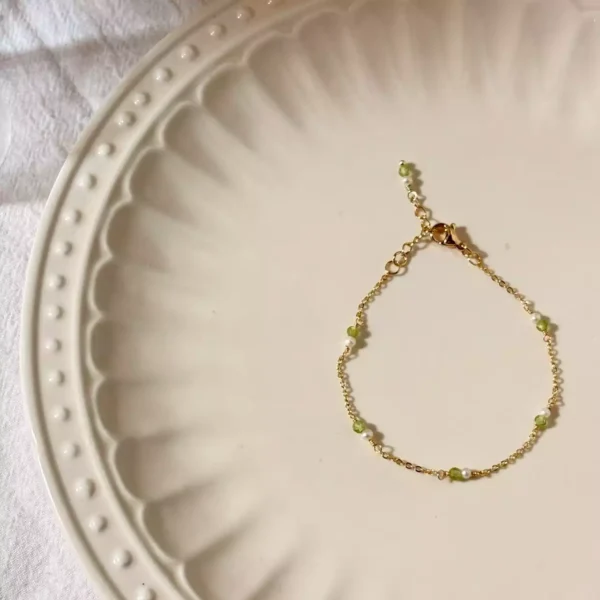 橄欖石珍珠·手鍊*.｡☂ 珍珠天然石系列 | 美國注金