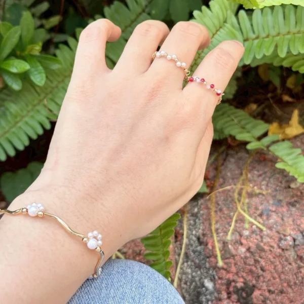 貓掌·手鍊*.｡☂ 珍珠天然石系列 | 黃銅