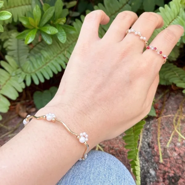 貓掌·手鍊*.｡☂ 珍珠天然石系列 | 黃銅