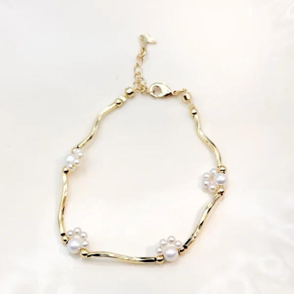 貓掌·手鍊*.｡☂ 珍珠天然石系列 | 黃銅