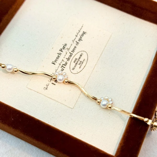 貓掌·手鍊*.｡☂ 珍珠天然石系列 | 黃銅