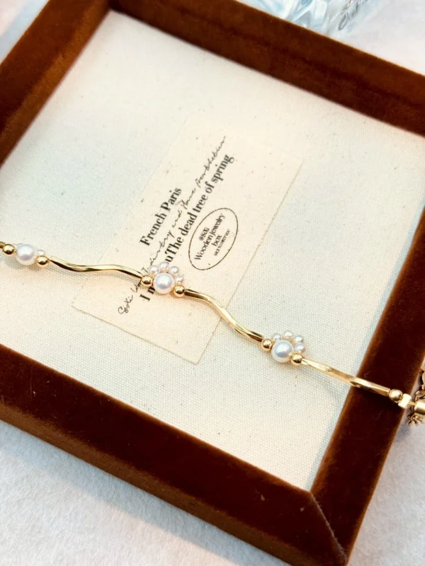 貓掌·手鍊*.｡☂ 珍珠天然石系列 | 黃銅