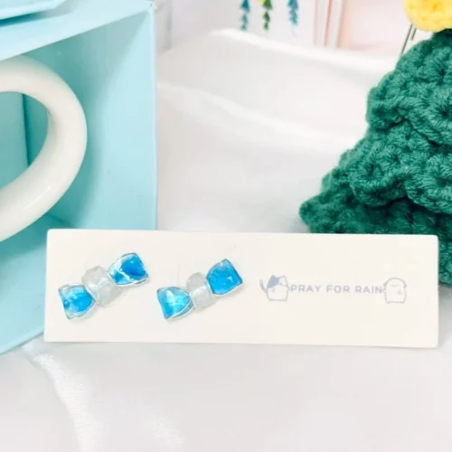 聖誕特輯⍋⋆*❅冬夜糖果蝴蝶結·耳環 *.｡