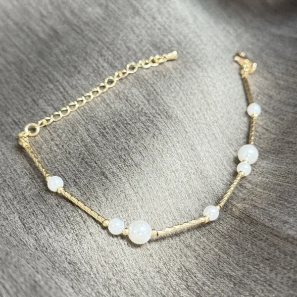 不對稱的溫柔·手鍊*.｡☂ 珍珠天然石系列 | 黃銅