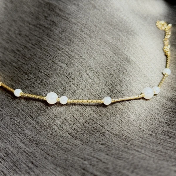 不對稱的溫柔·手鍊*.｡☂ 珍珠天然石系列 | 黃銅