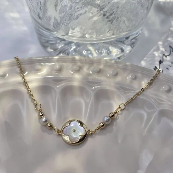 幸運母貝·手鍊*.｡☂ 珍珠天然石系列 | 黃銅